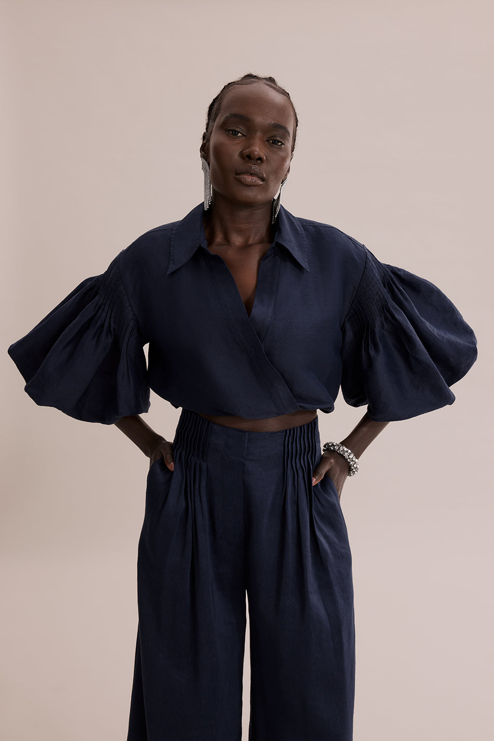 Tuck Sleeve Wrap Shirt