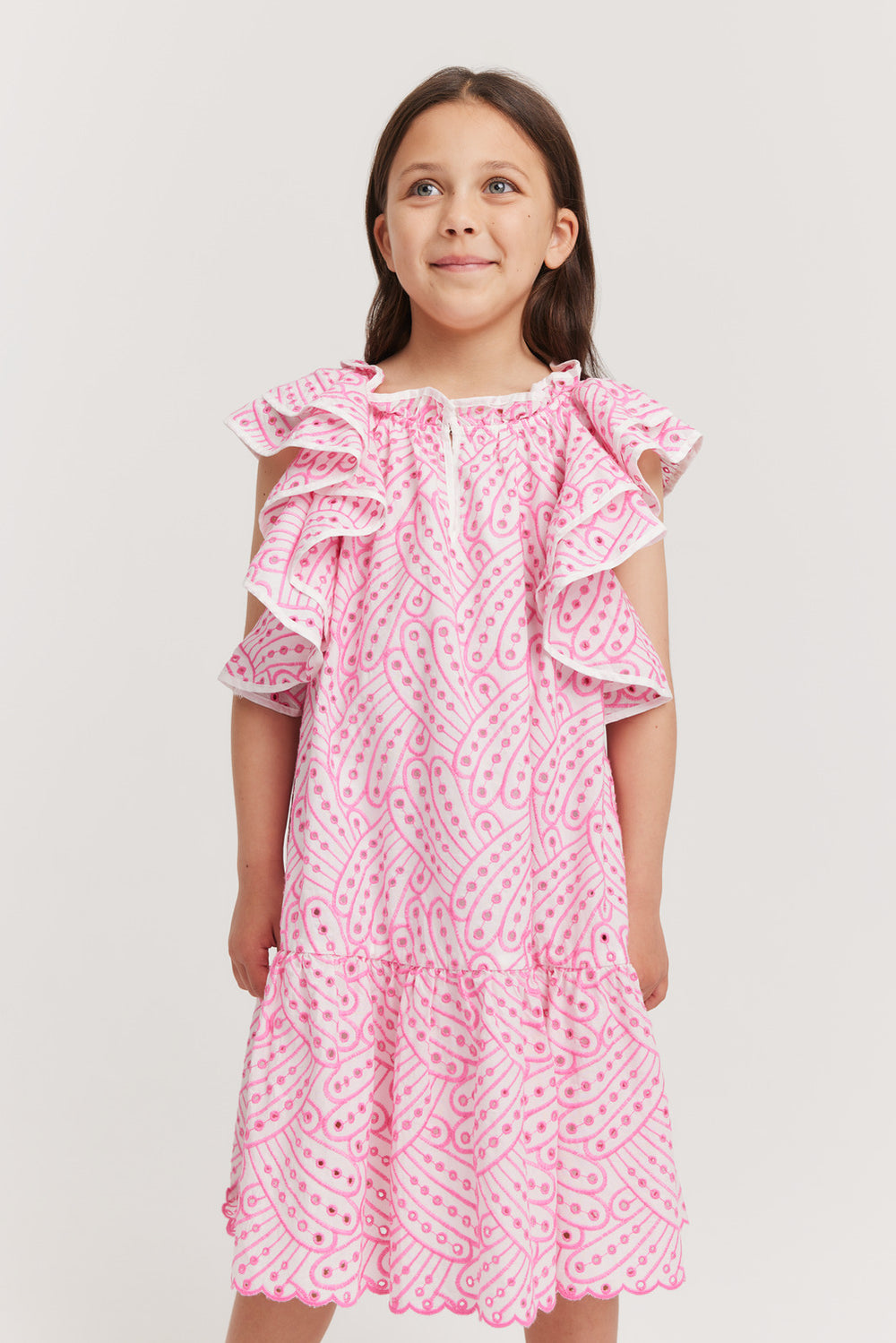Embroidered Frill Dress