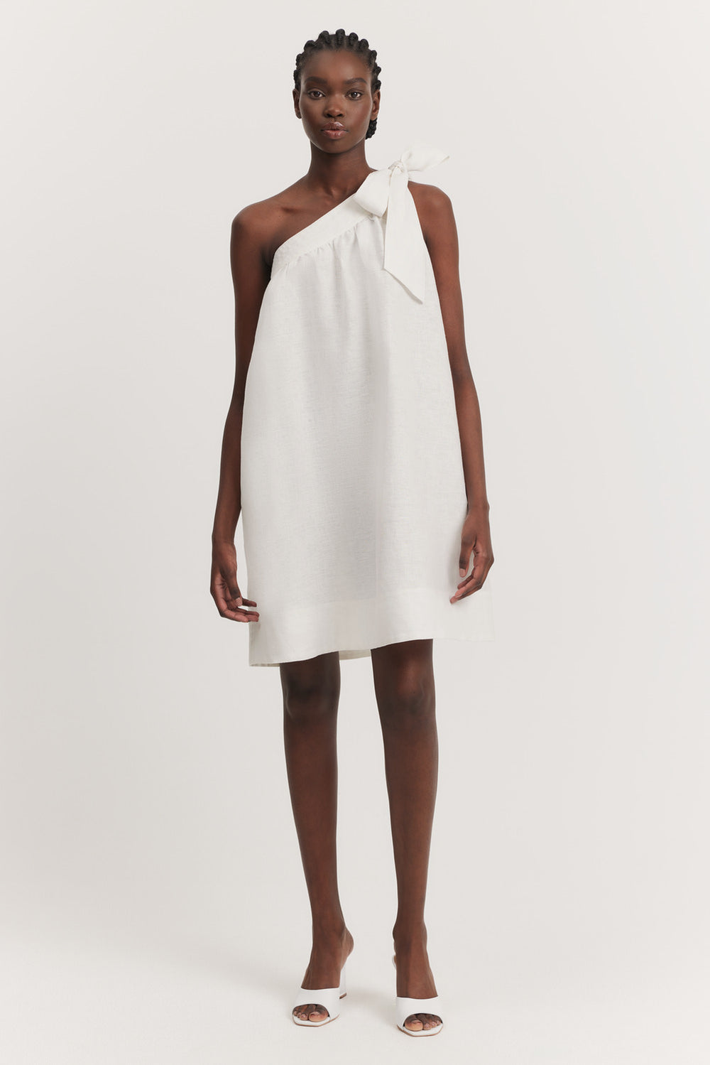 Linen Asymmetrical Mini Dress