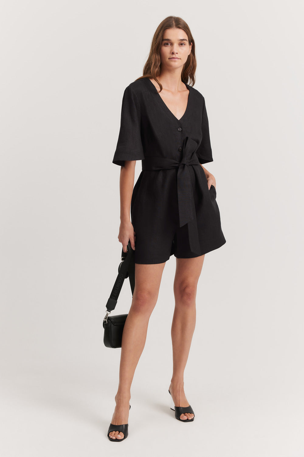 Linen Pleat Detail Playsuit