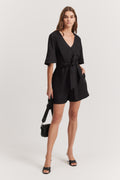 Linen Pleat Detail Playsuit