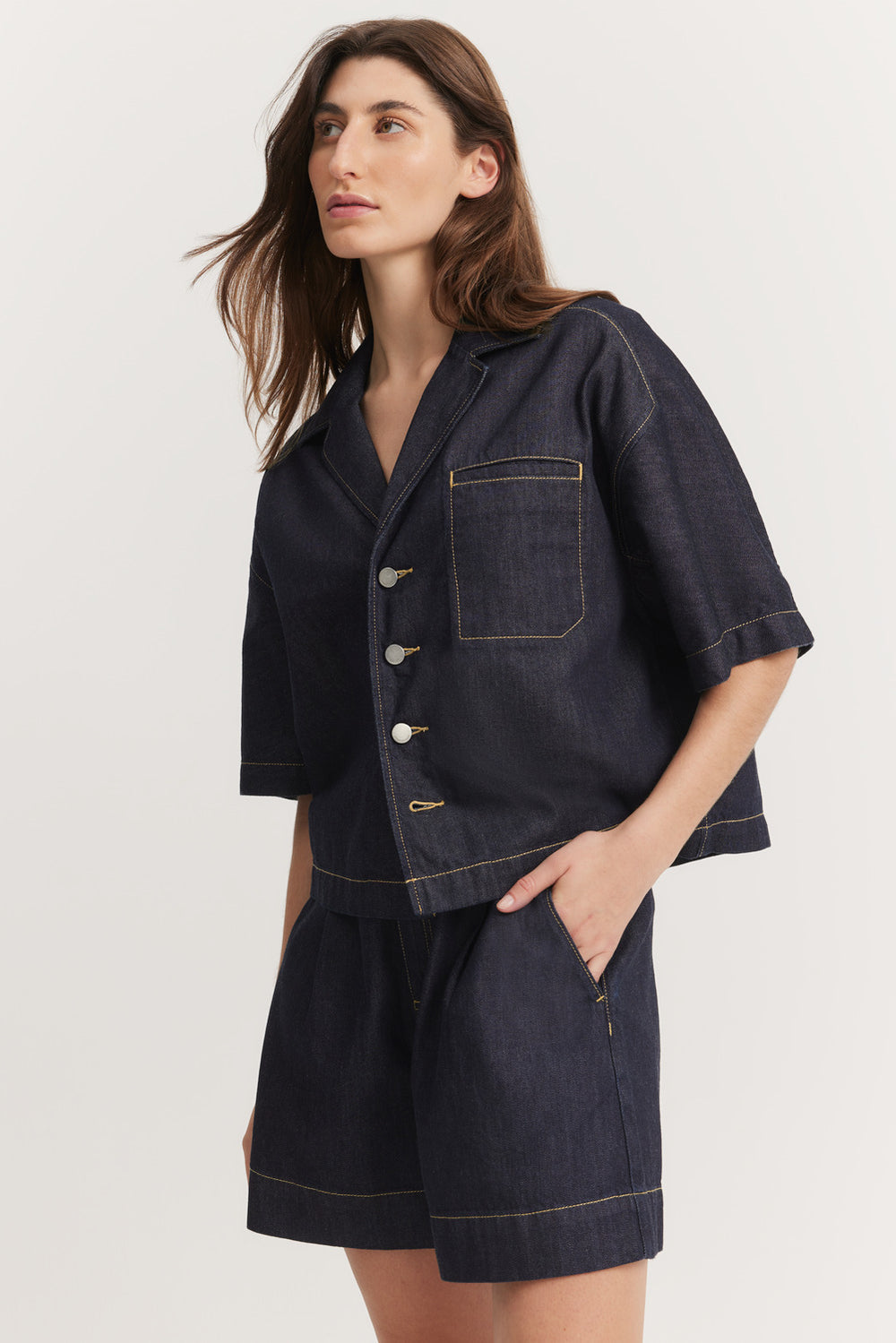 Cotton Short Sleeve Denim Shirt