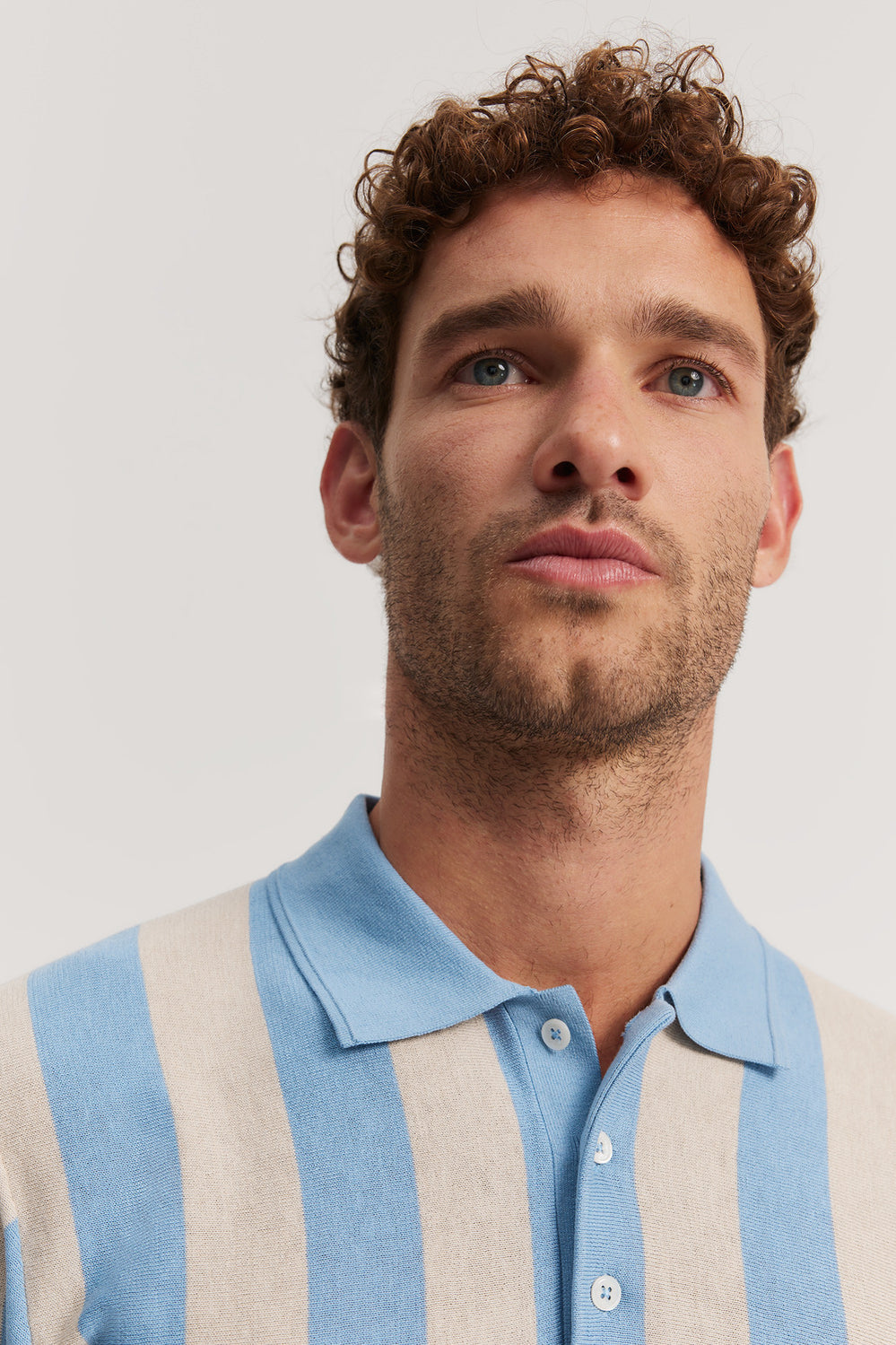 Cotton Silk Stripe Knit Polo