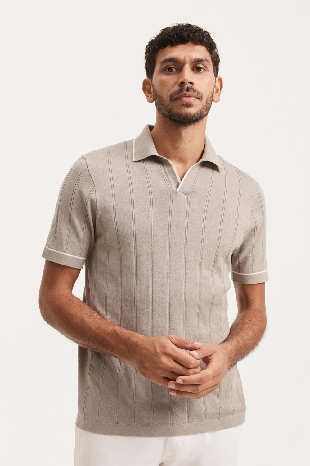 Cotton Silk Stripe Polo