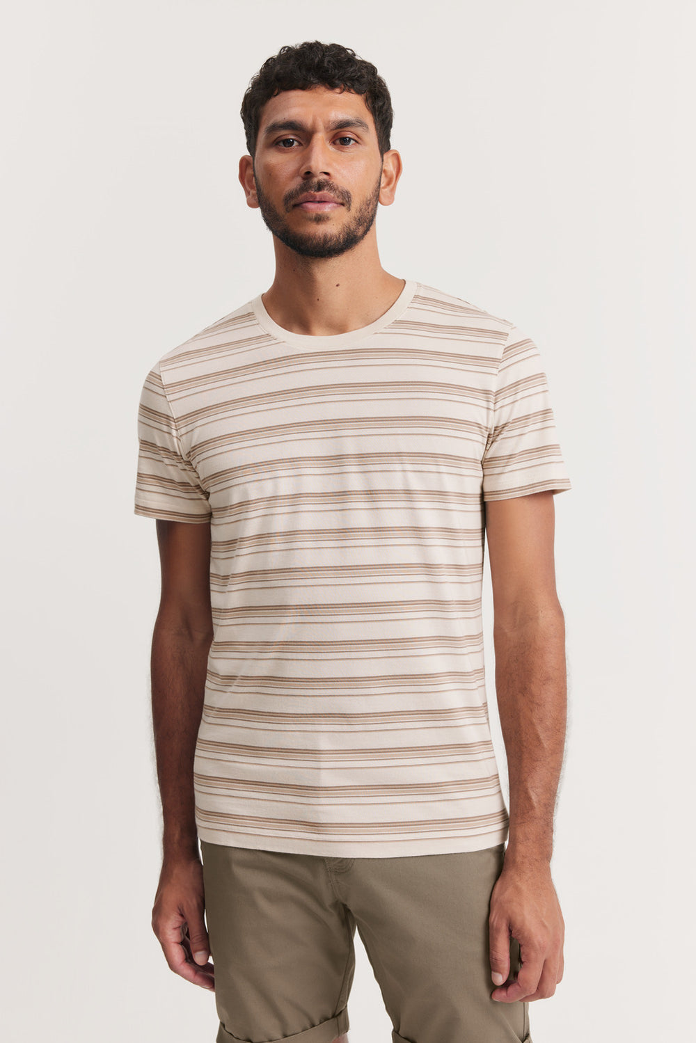 Multi Stripe Pima Cotton Crew T-Shirt