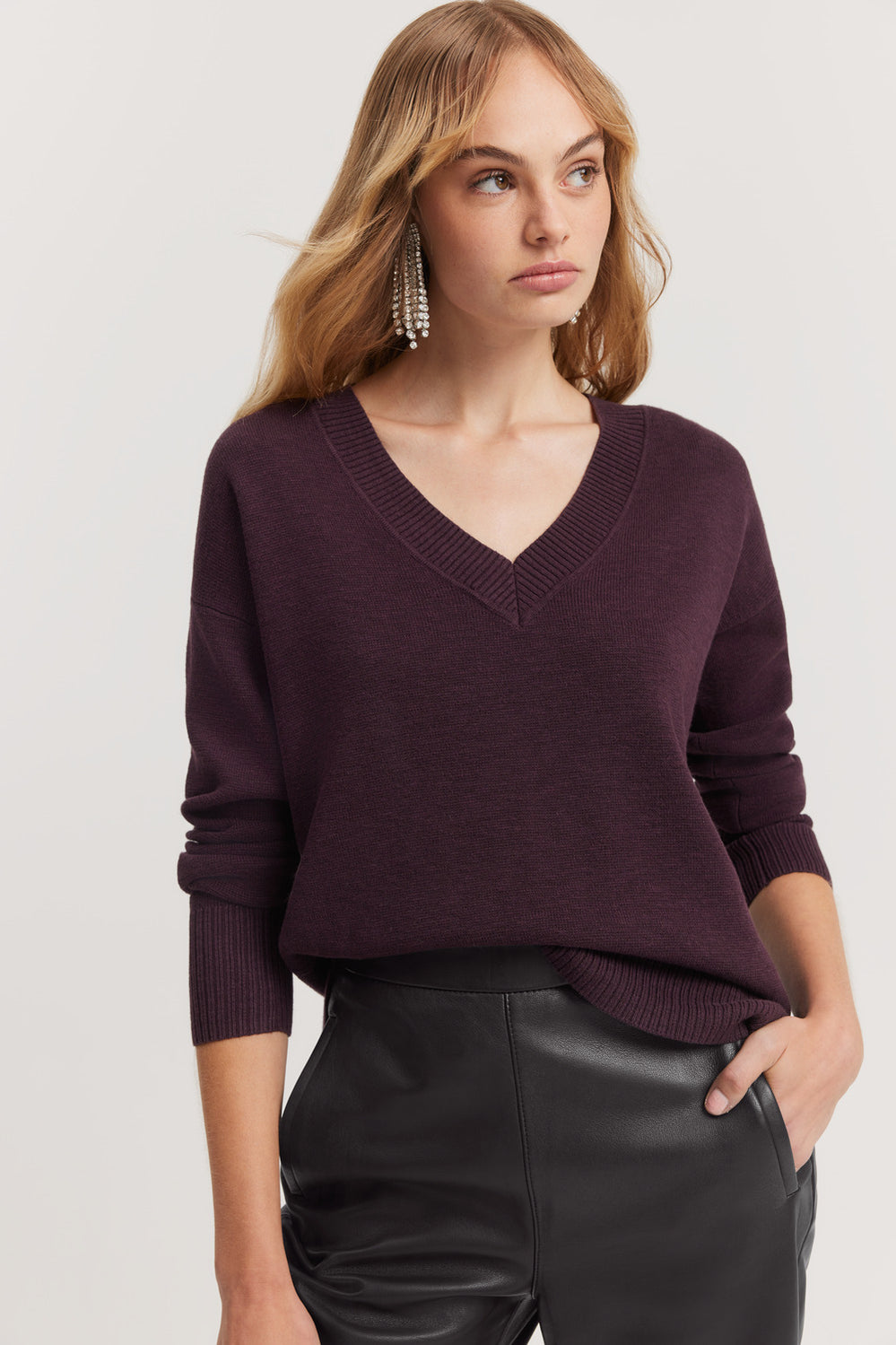 Cotton Linen V-Neck Knit