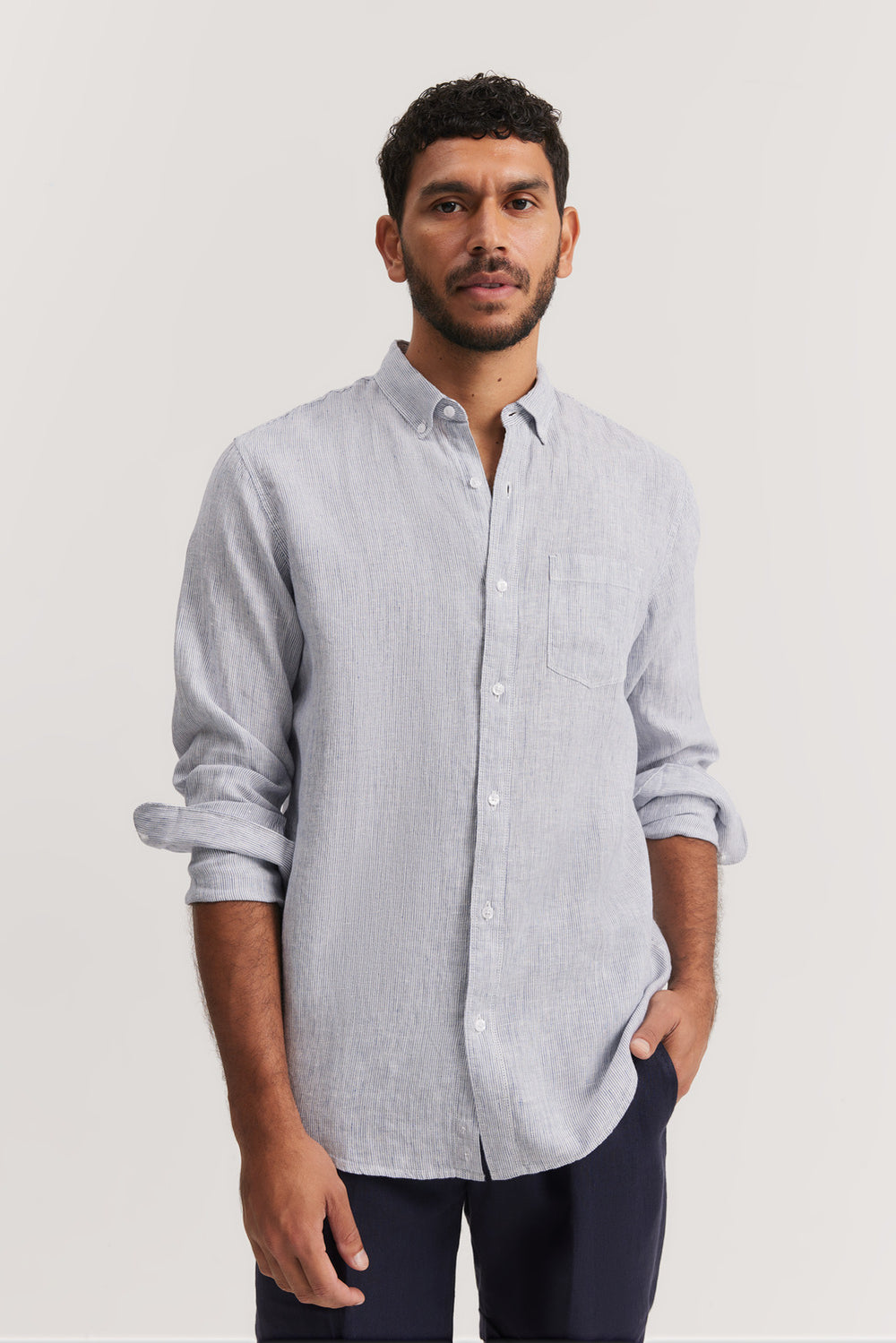 Regular Fit Linen Stripe Shirt
