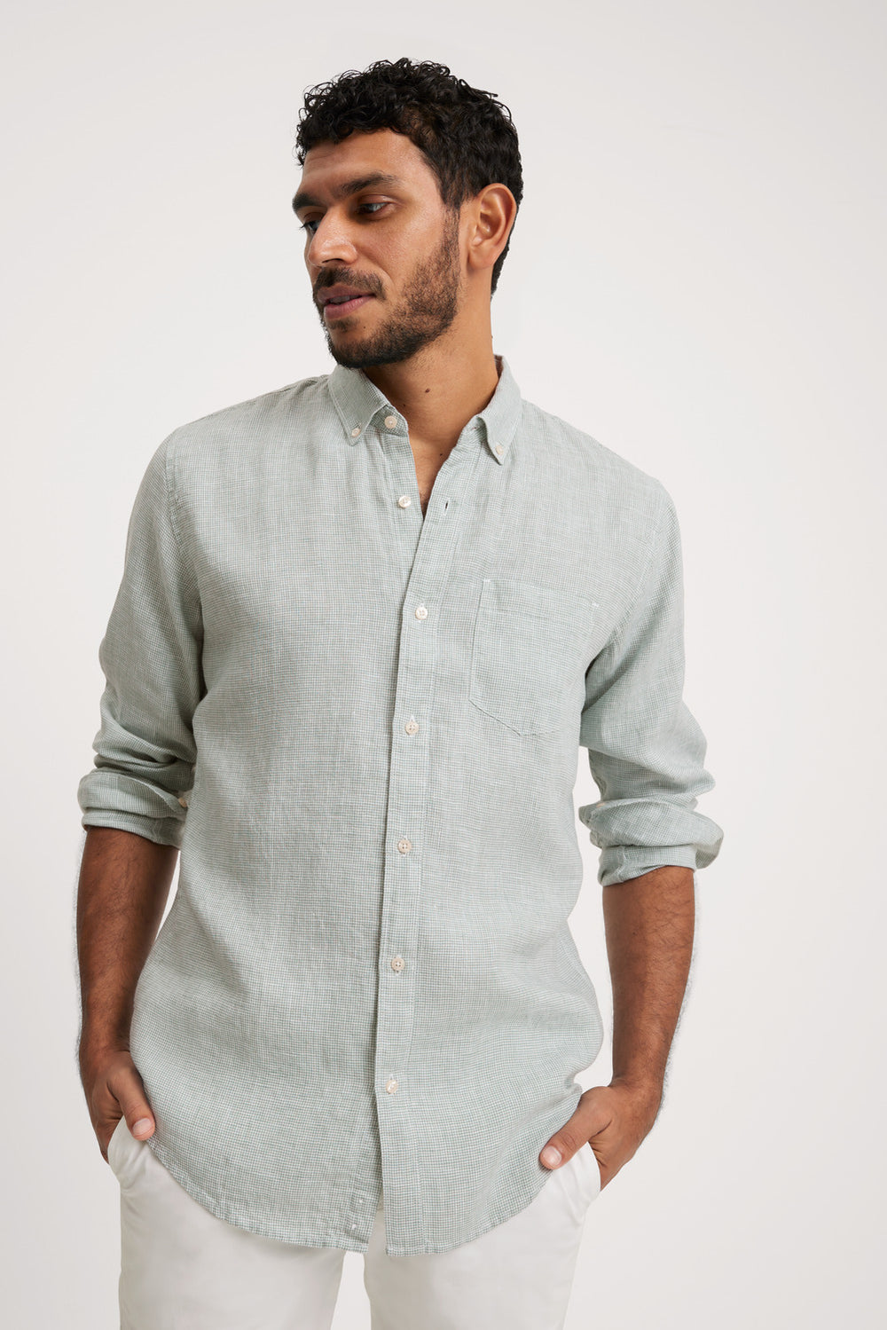 Regular Fit Linen Gingham Shirt