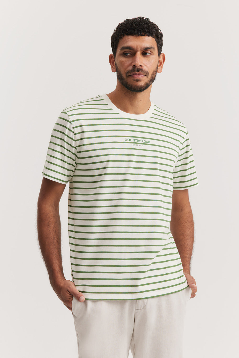 Cotton Modern Logo Stripe T-Shirt