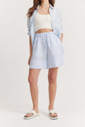 Linen Stripe Palazzo Short