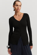 Merino Wool Silk Rib Cardigan