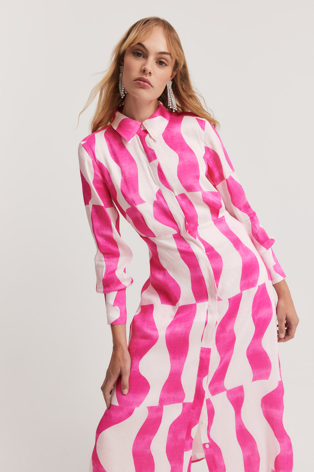 Long Sleeve Print Shirt Dress