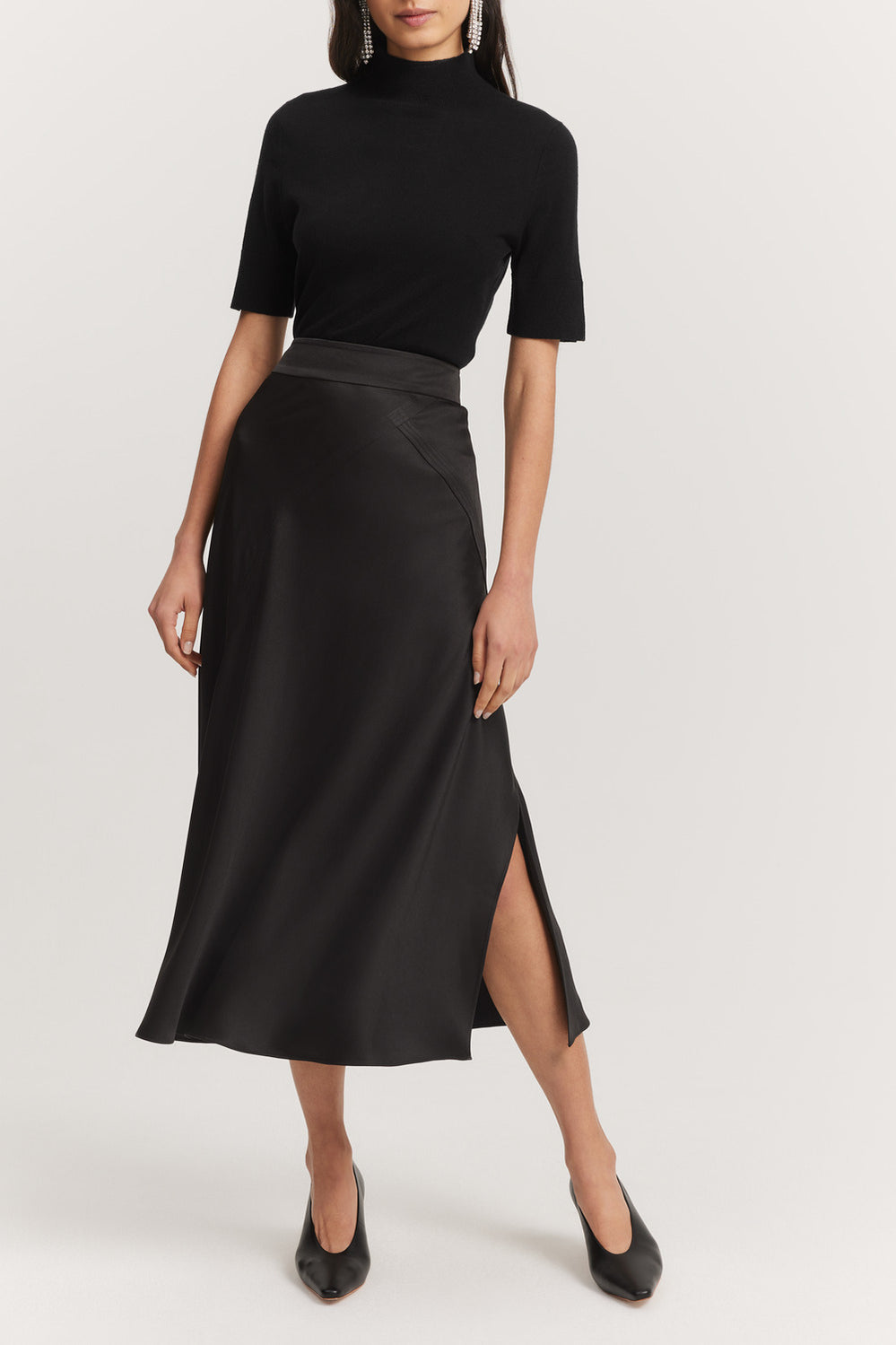 Satin Split Skirt