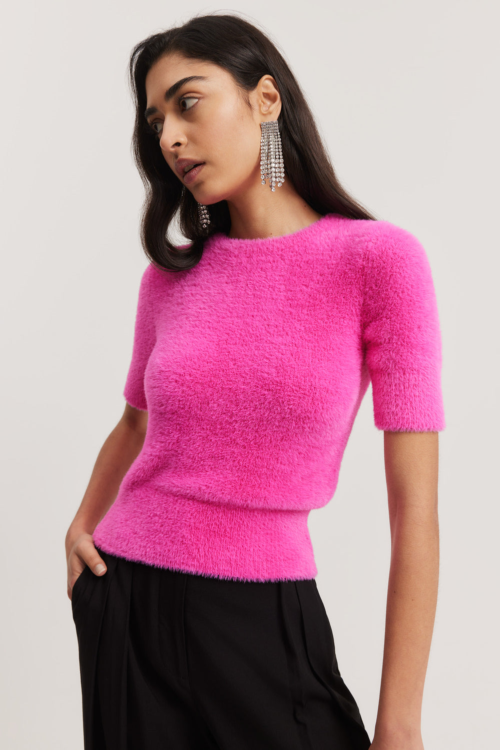 Cropped Short Sleeve Sweater
