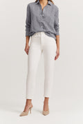 Cotton Blend High Rise Straight Leg Jean