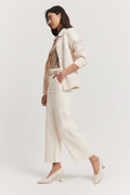 Cotton Blend High Rise Wide Leg Jean