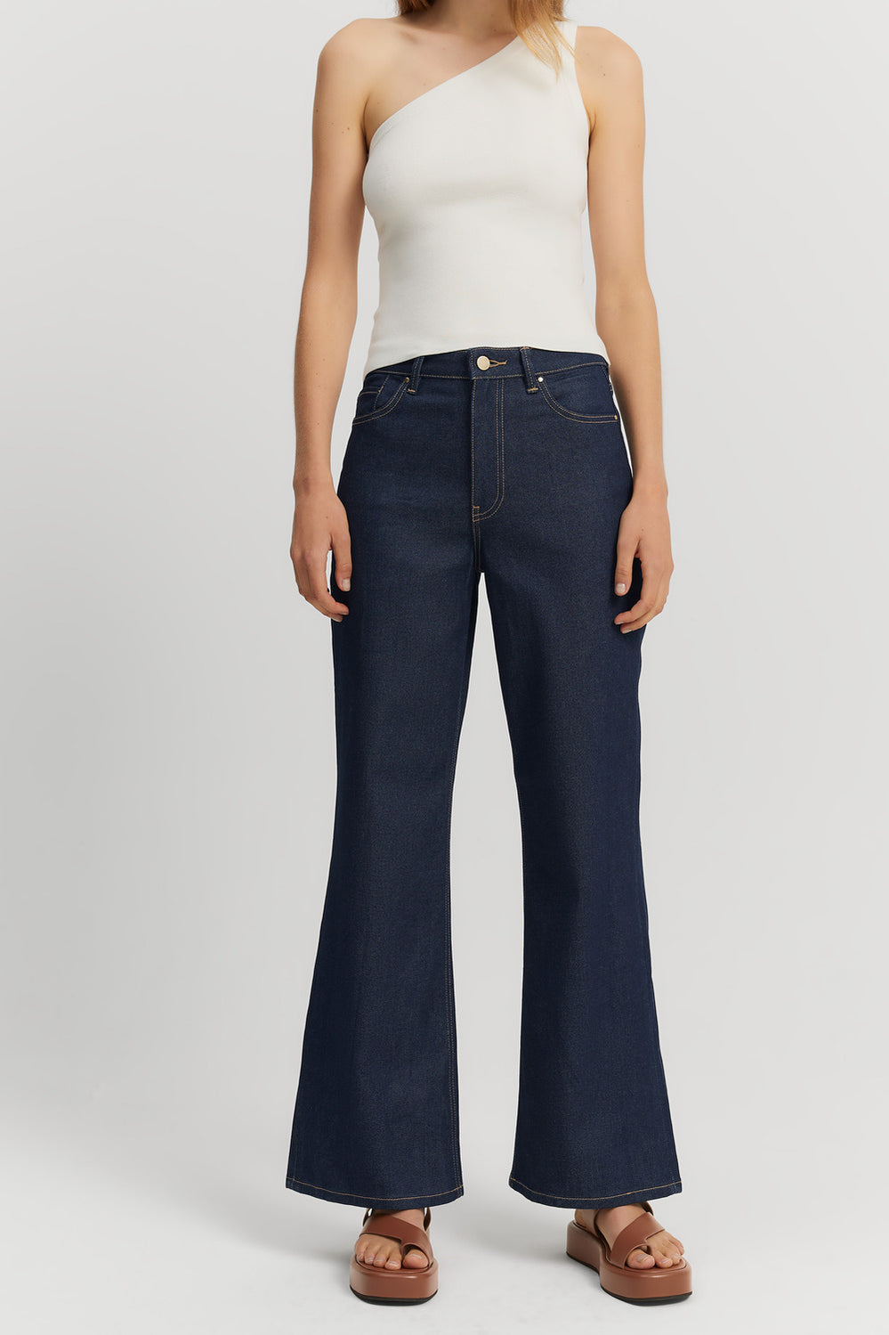 Cotton Blend Super High Rise Wide Leg Jean