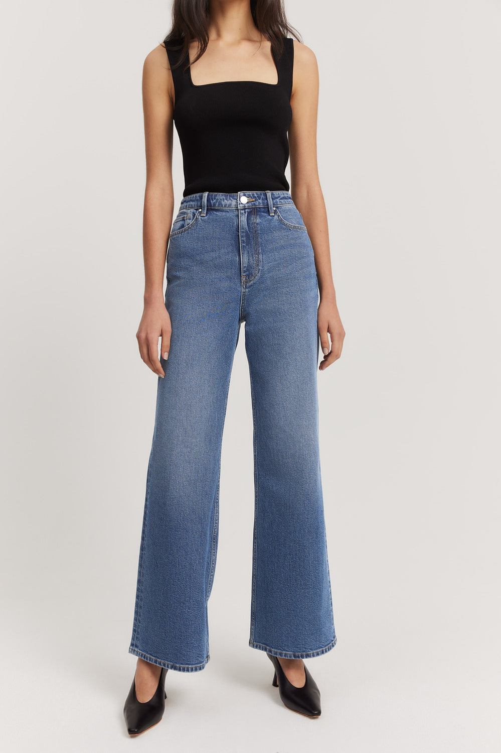 Cotton Blend Super High Wide Leg Jean