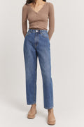 Cotton Blend High Rise Relaxed Fit Jean