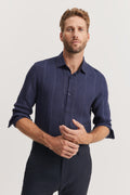 Tailored Fit Linen Delave Stripe Shirt