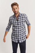 Tailored Fit Linen Delave Check Shirt
