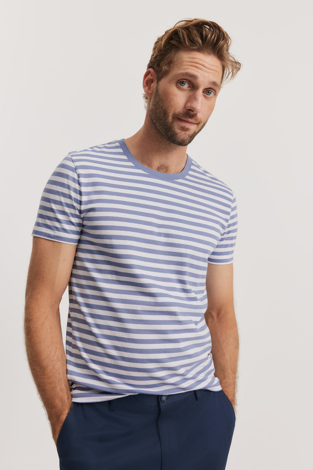 Pima Cotton Stripe Crew T-Shirt