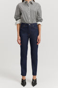 Cotton Blend High Rise Straight Leg Jean