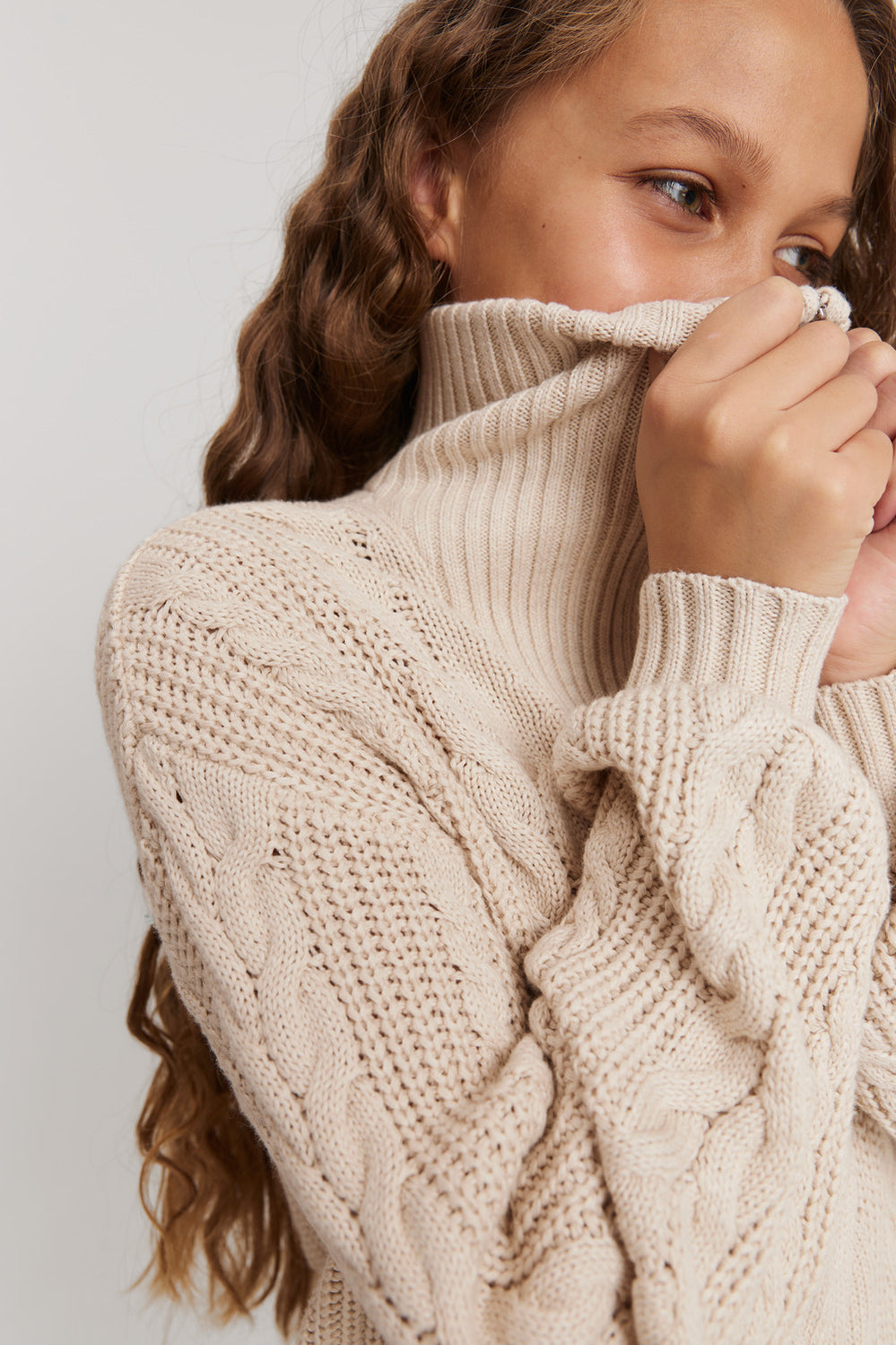 Teen Cable Half Zip Knit