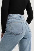 Cotton Blend High Rise Relaxed Fit Jean