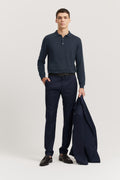 Long Sleeve Cotton Linen Polo