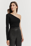 Compact Knit One Shoulder Top