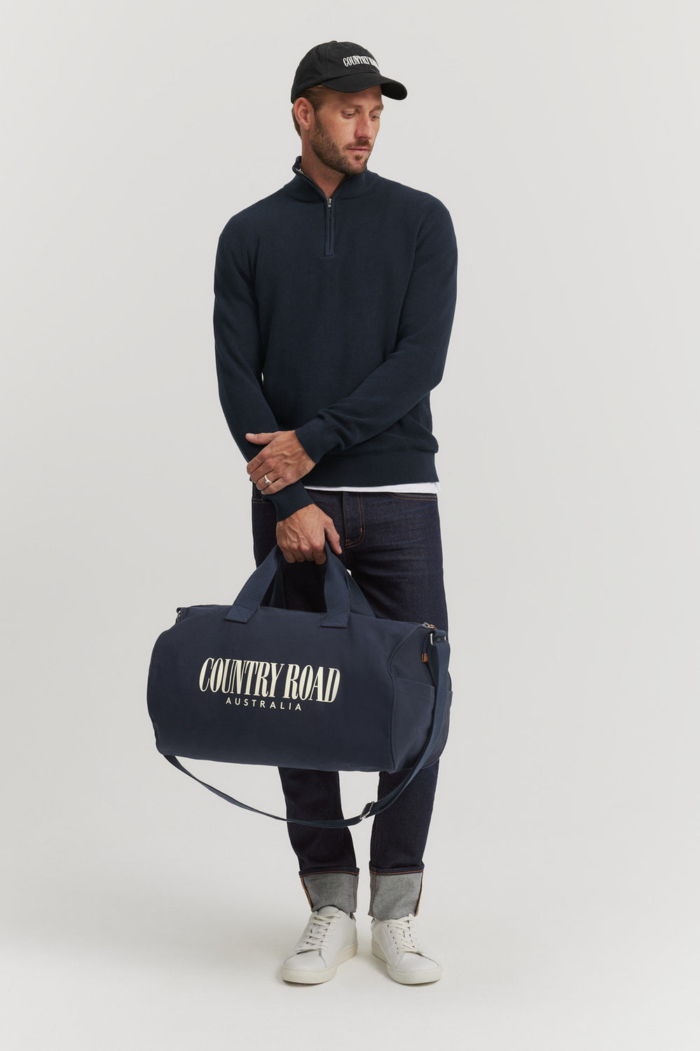Cotton Textured Half Zip Knit