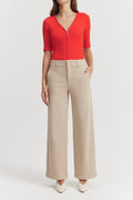 Cotton Blend High Rise Wide Leg Jean