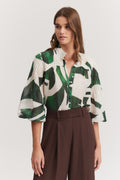 Print Pin Tuck Detail Blouse