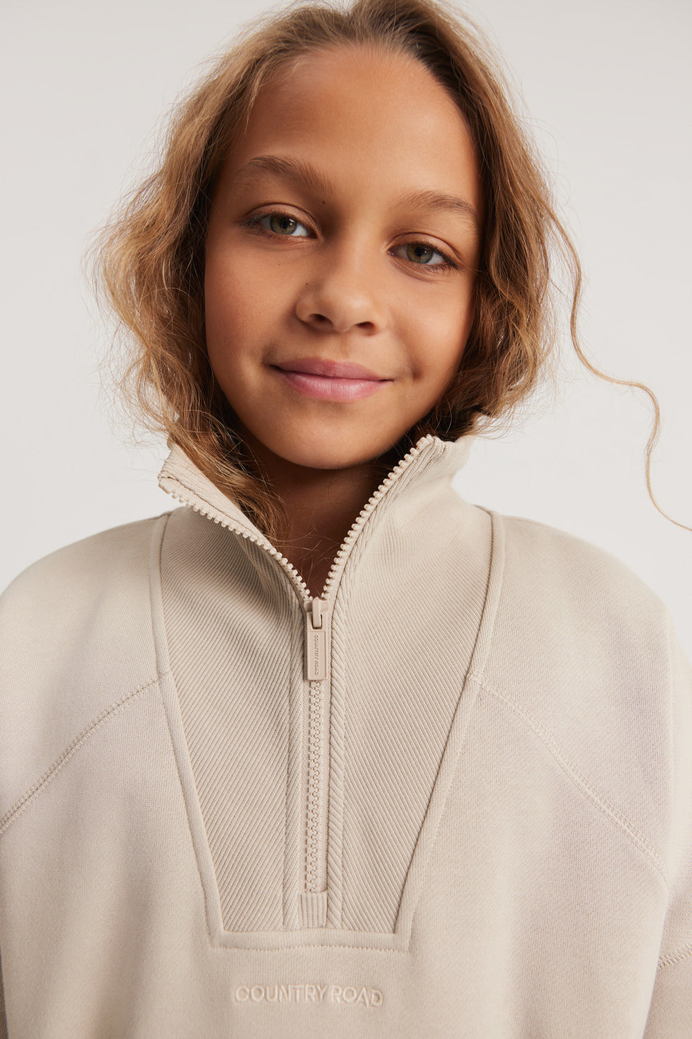 Teen Cotton Logo Half Zip Sweat