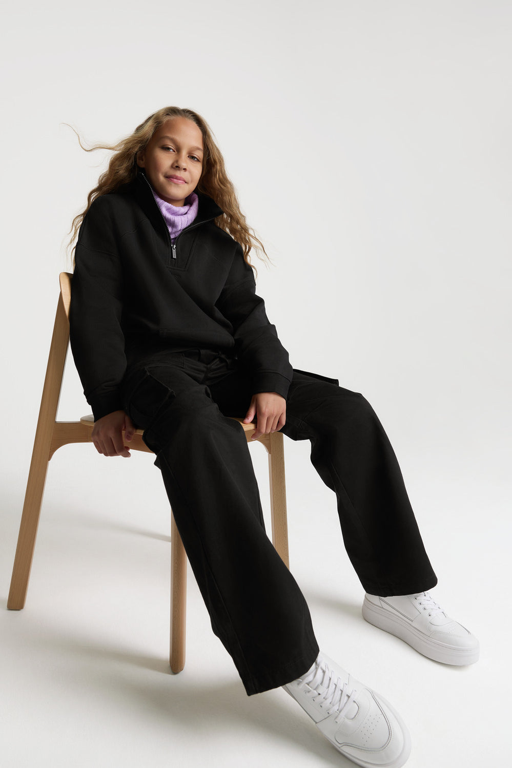 Teen Cotton Logo Half Zip Sweat
