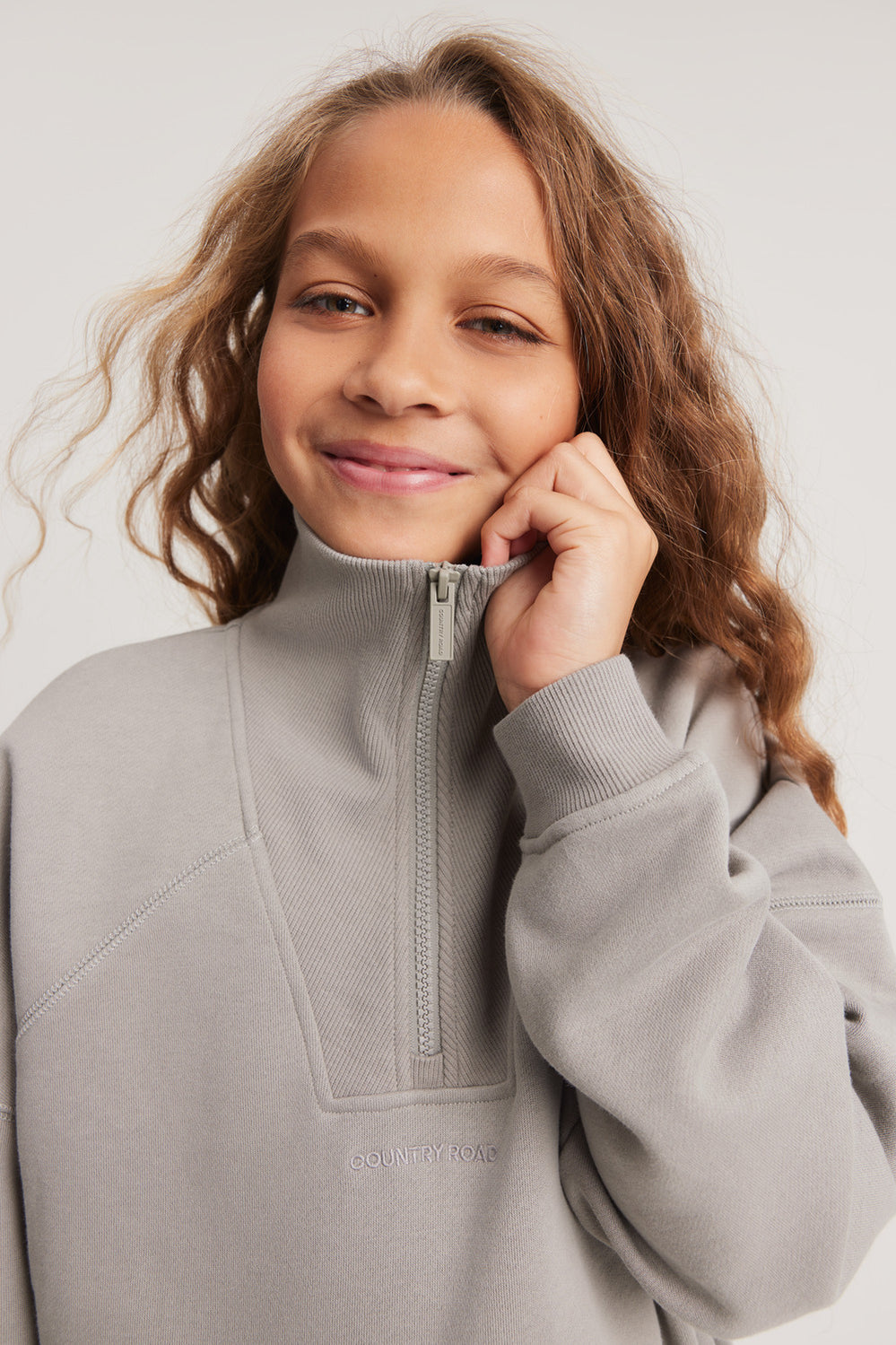 Teen Cotton Logo Half Zip Sweat