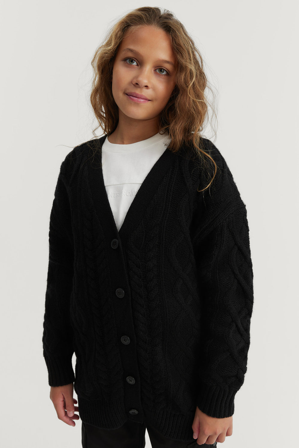 Teen Longline Cable Cardigan
