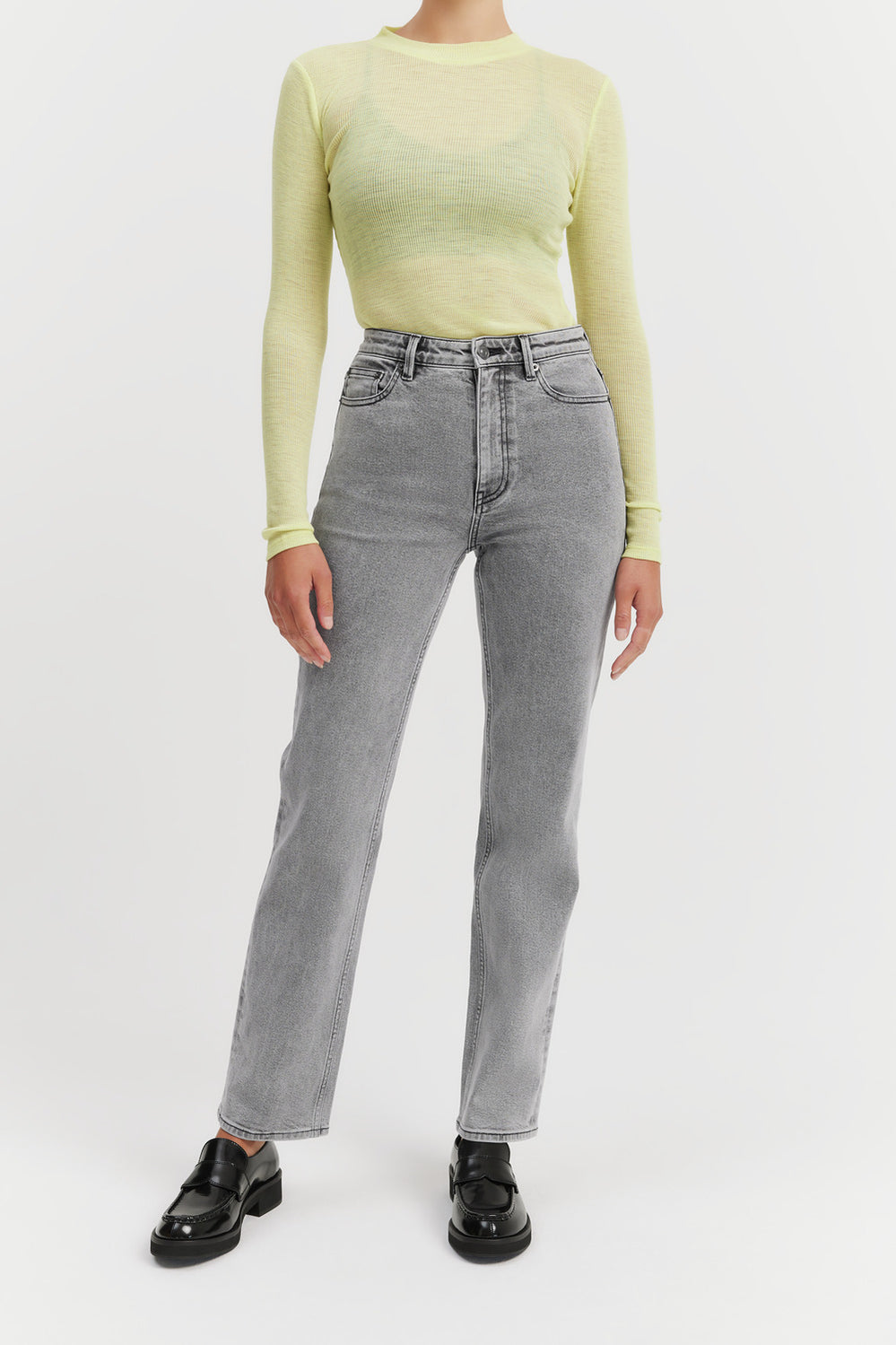 Cotton Blend High Rise Super Straight Jean