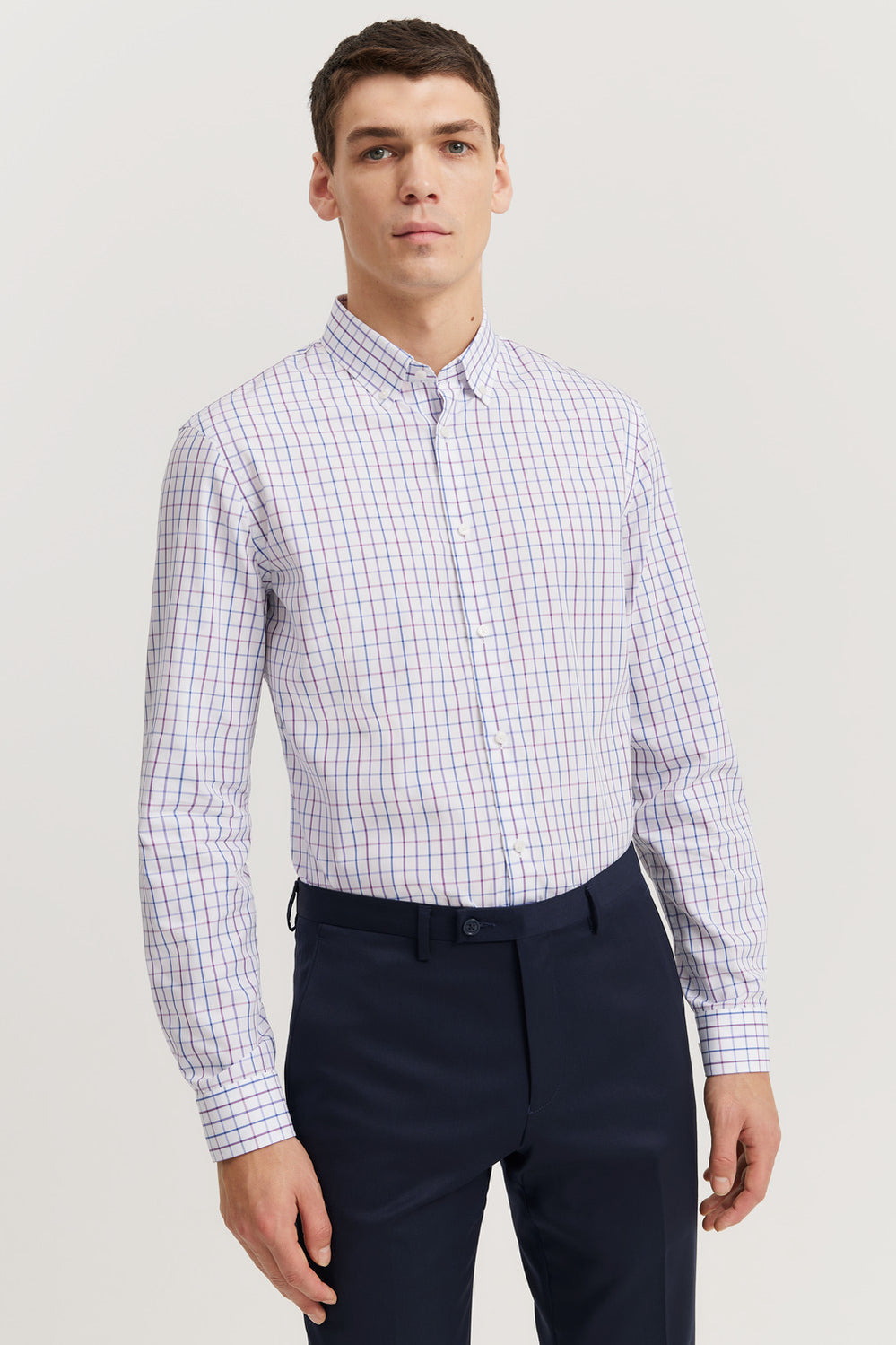 Slim Fit Broad Check Travel Shirt