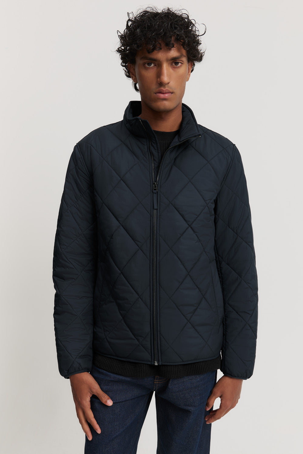 Polyester Funnel Neck Quilted Jacket