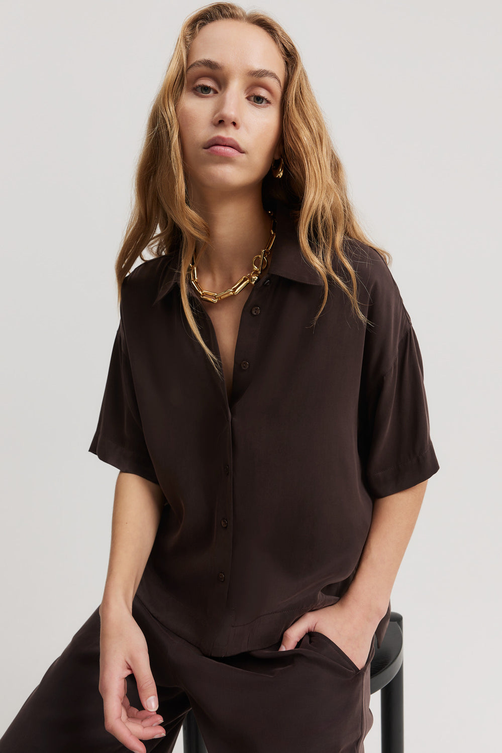 Cupro Button Detail Shirt