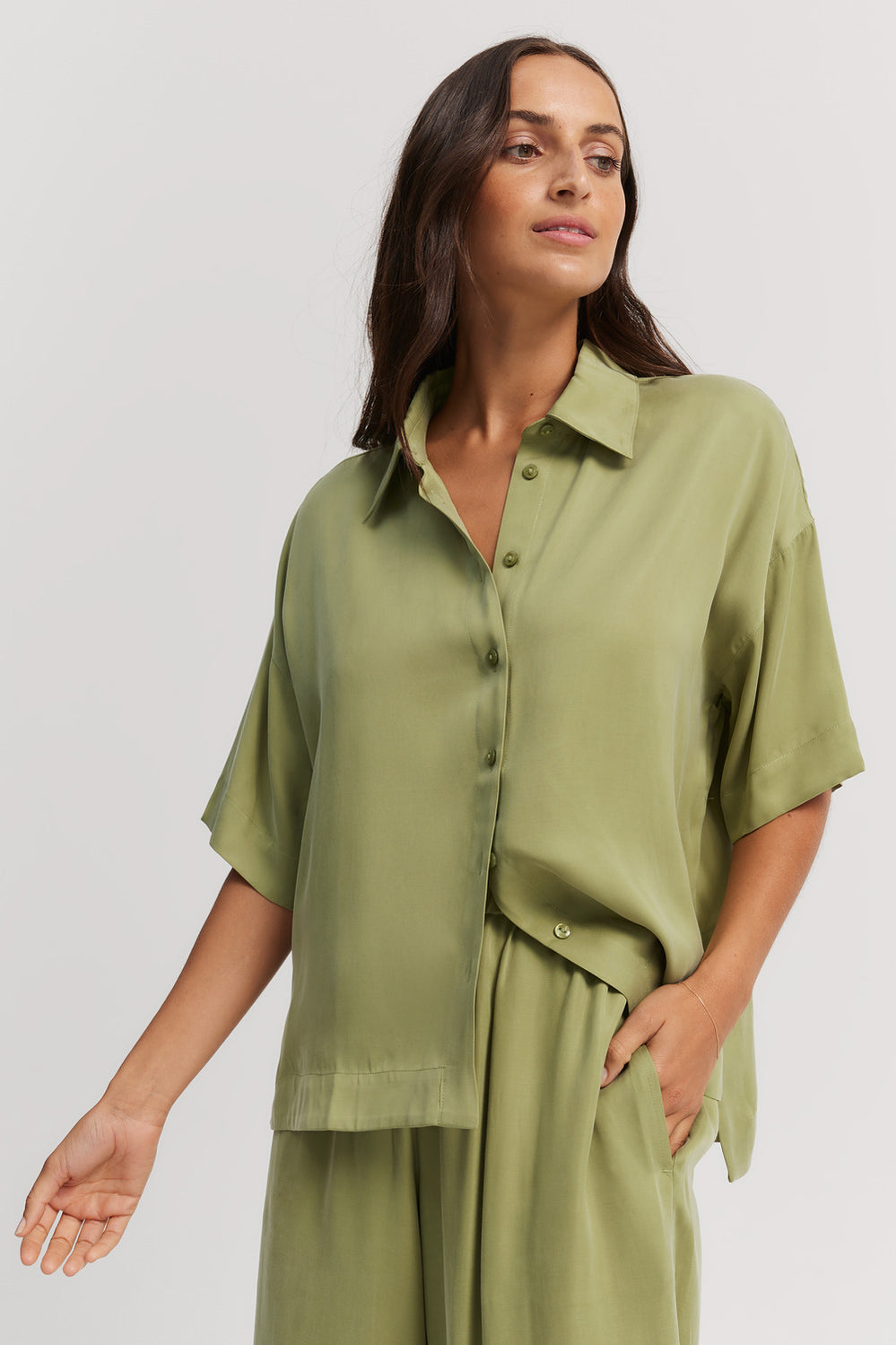 Cupro Button Detail Shirt