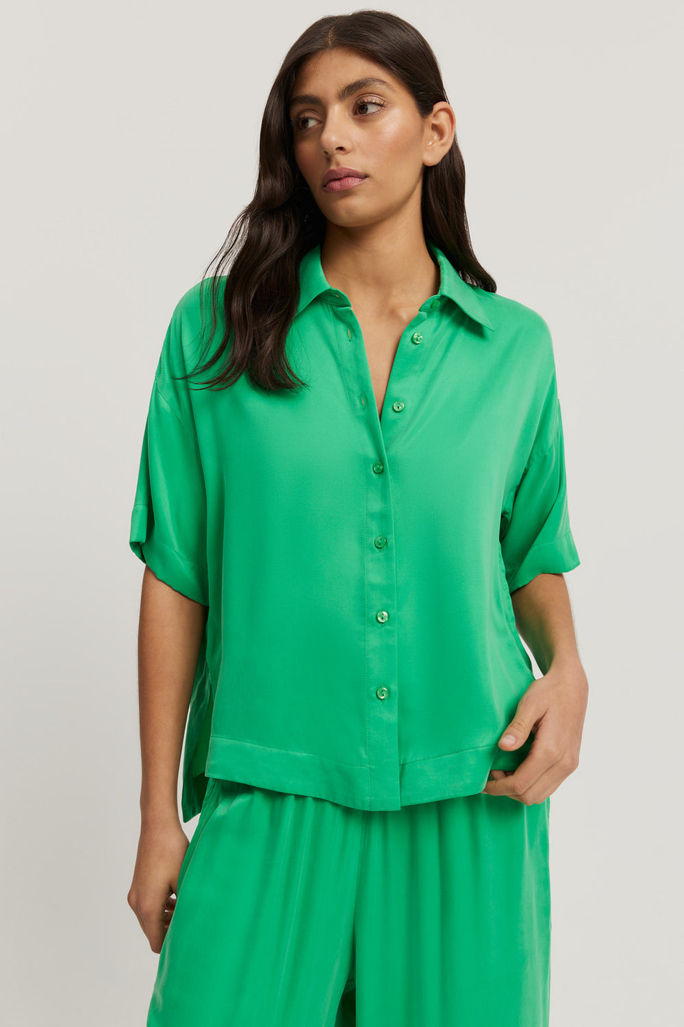 Cupro Button Detail Shirt