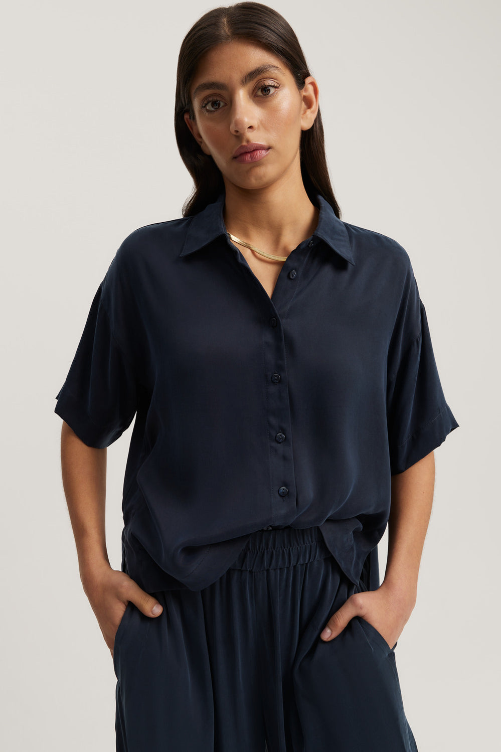 Cupro Button Detail Shirt