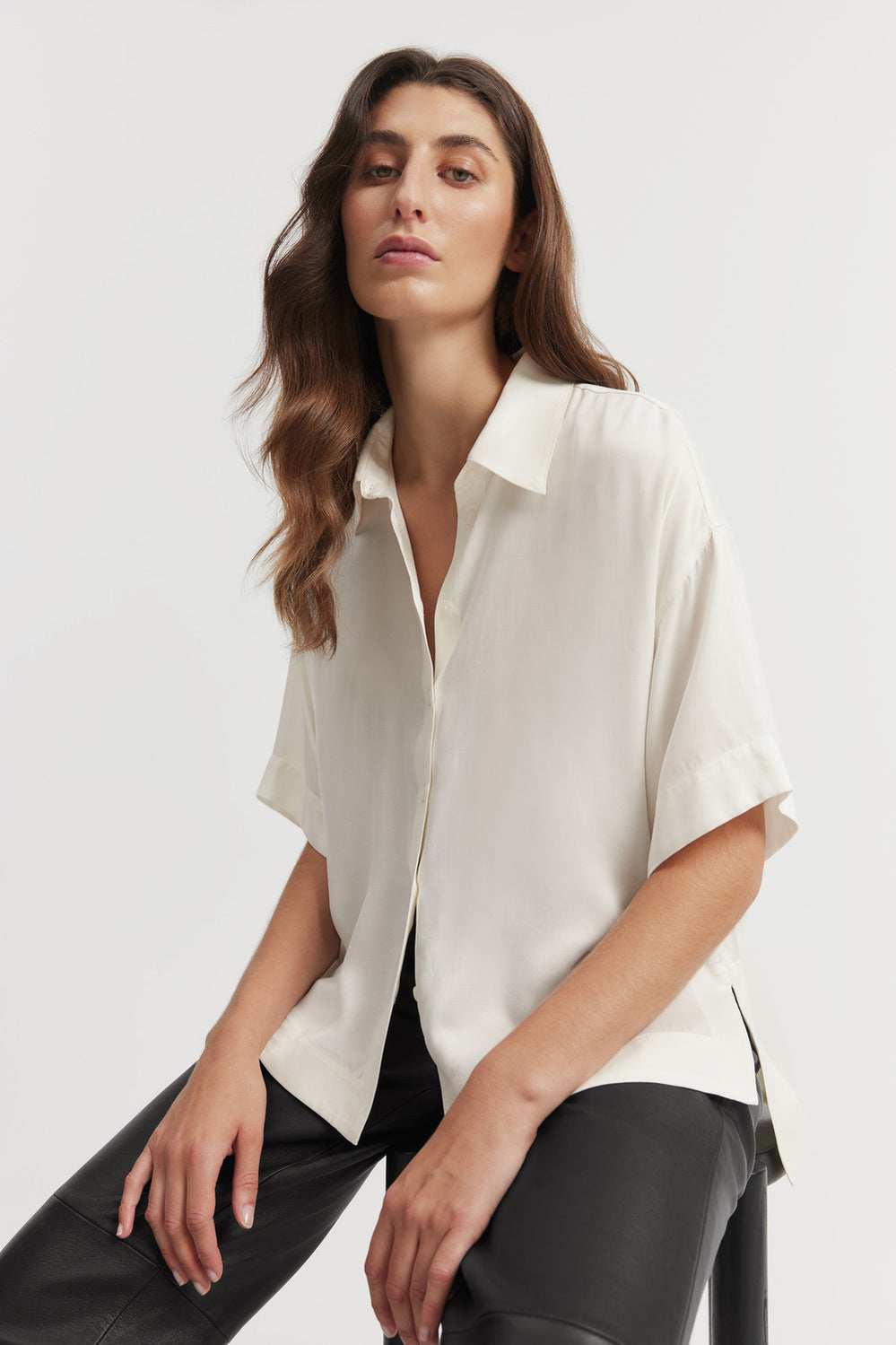 Cupro Button Detail Shirt
