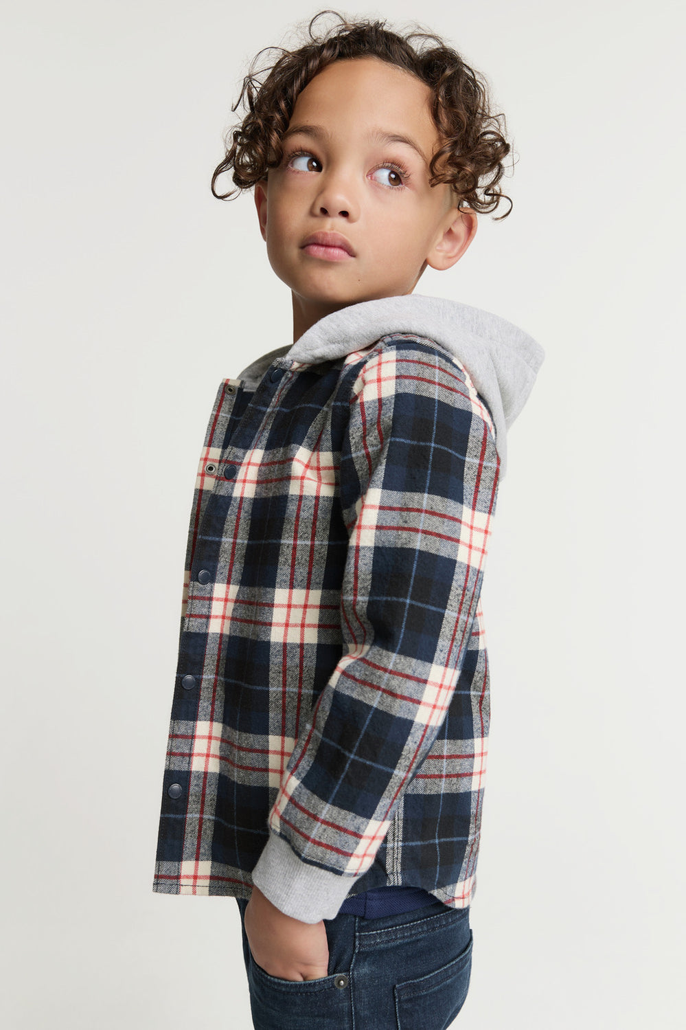 Check Hooded Shirt