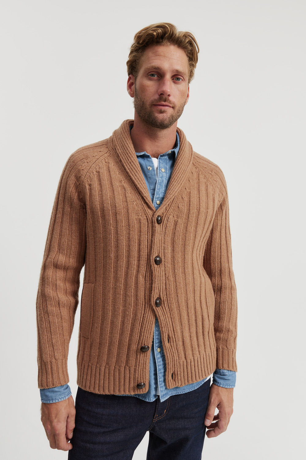 Lambswool Rib Shawl Cardigan