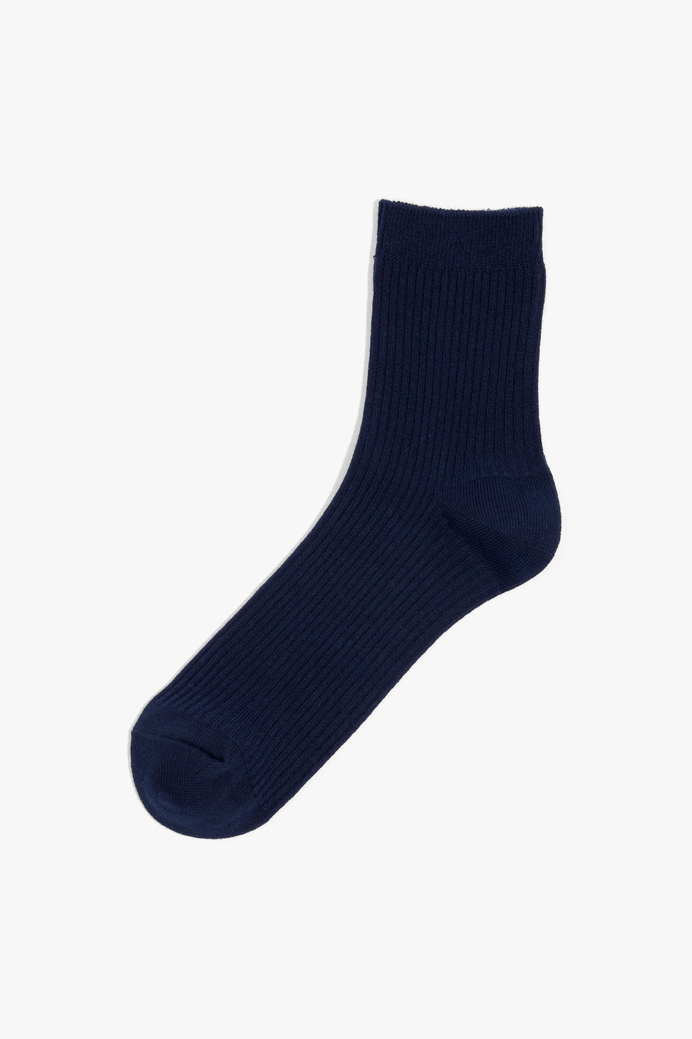 Cotton Blend Ribbed Quarter Crew Sock