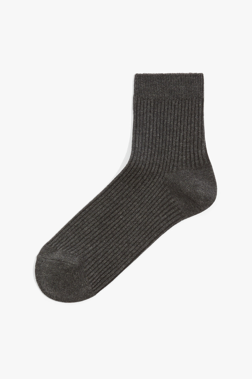 Cotton Blend Ribbed Quarter Crew Sock
